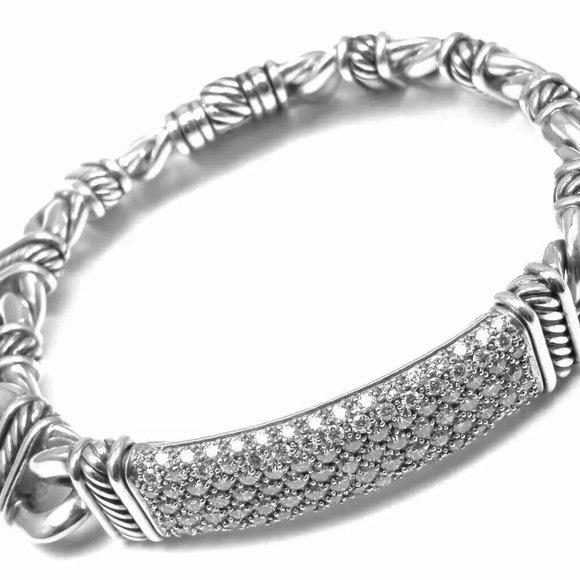 David Yurman Other - David Yurman Madison Cable collection Silver 3.30 ct Diamond ID Link Bracelet